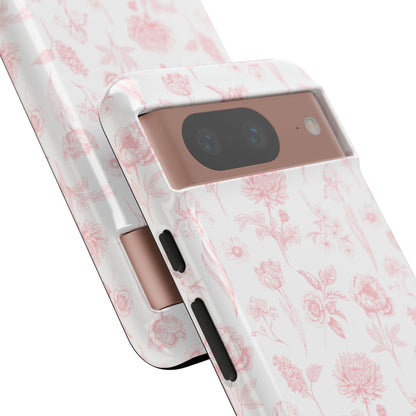 Pink Floral Phone Case - Elegant Protectors for iPhone, Girlfriend Gift, Mother's Day, Trendy Tech Accessories, Flower Pattern Cases