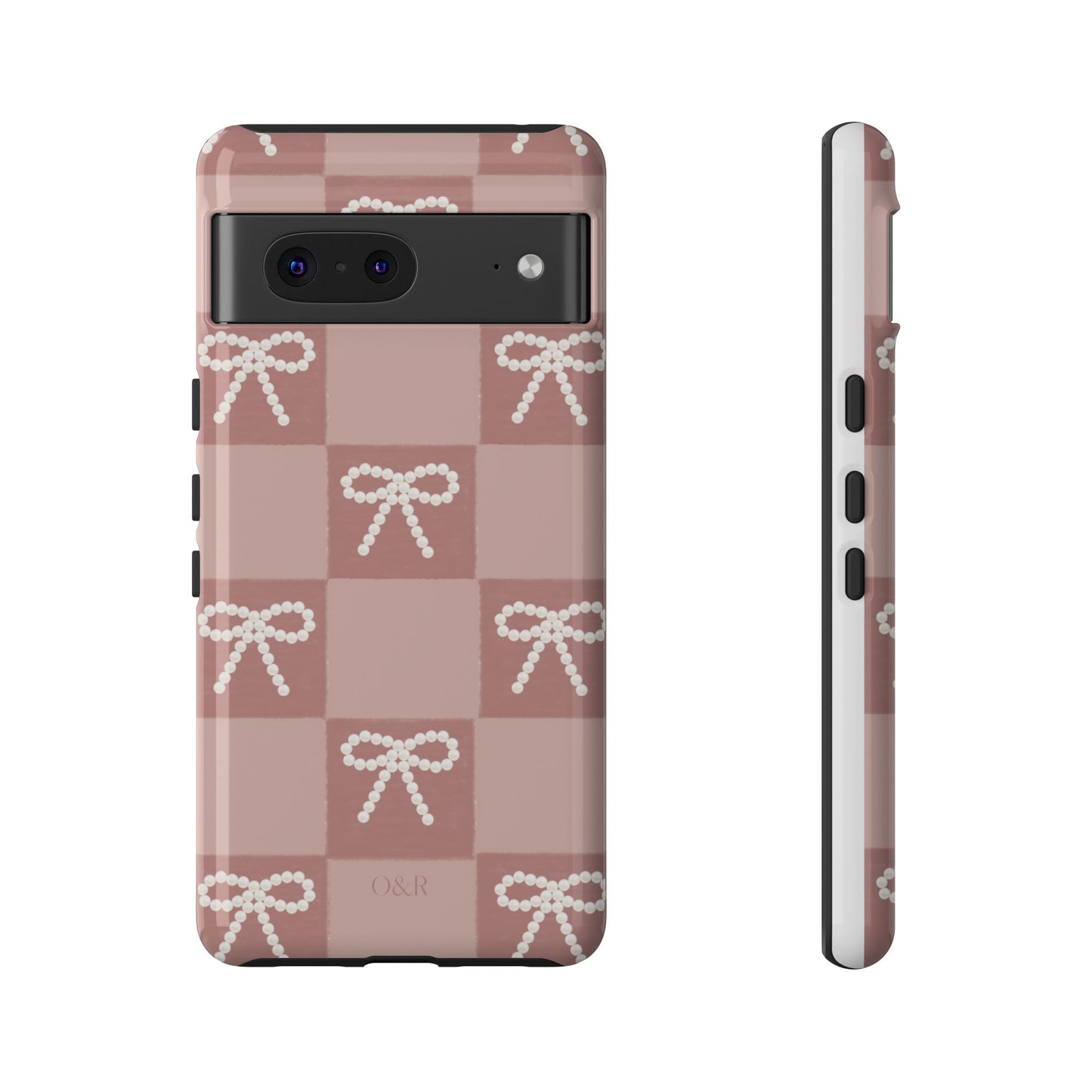 Pink Checkered Bow Tough Case, Phone Case,  Cellphone Cover, Protective Phone Shell, Cute Plaid Design