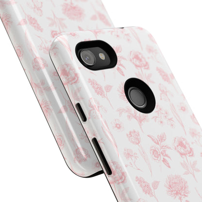 Pink Floral Phone Case - Elegant Protectors for iPhone, Girlfriend Gift, Mother's Day, Trendy Tech Accessories, Flower Pattern Cases