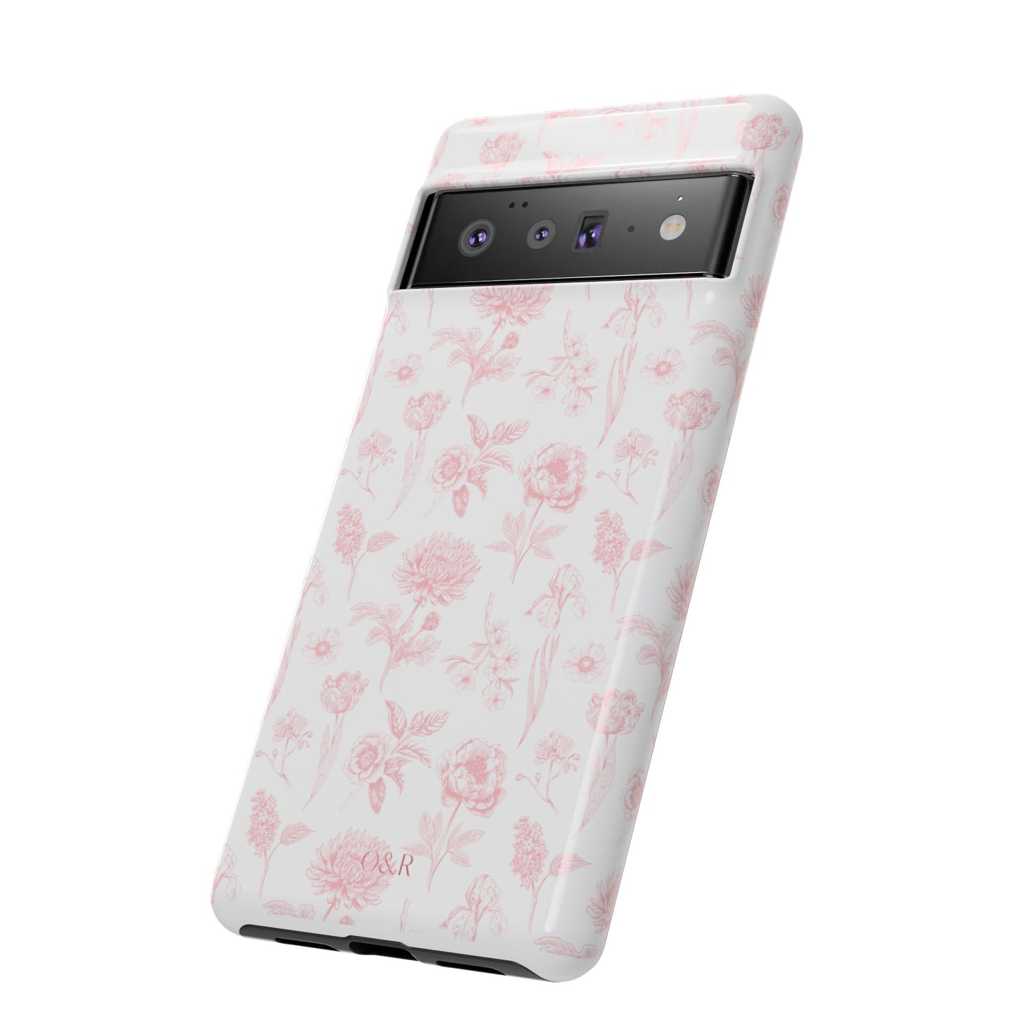 Pink Floral Phone Case - Elegant Protectors for iPhone, Girlfriend Gift, Mother's Day, Trendy Tech Accessories, Flower Pattern Cases