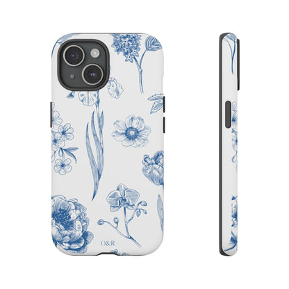 Botanical Blue Floral Phone Case - Elegant Flower Design Tough Cases for All Seasons, Birthday Gift, Stylish Phone Accessories, Nature Lover