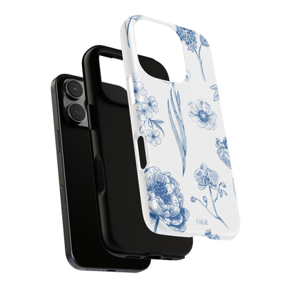 Botanical Blue Floral Phone Case - Elegant Flower Design Tough Cases for All Seasons, Birthday Gift, Stylish Phone Accessories, Nature Lover