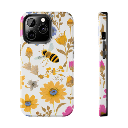 Wildflower Honey Bee Tough Phone Case - Floral Insect Protective Cover, Nature Lover Gift, iPhone Samsung Accessories, Hard