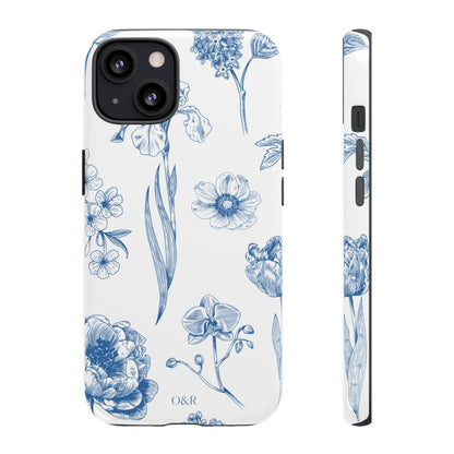 Botanical Blue Floral Phone Case - Elegant Flower Design Tough Cases for All Seasons, Birthday Gift, Stylish Phone Accessories, Nature Lover