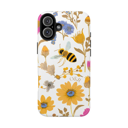 Wildflower Honey Bee Tough Phone Case - Floral Insect Protective Cover, Nature Lover Gift, iPhone Samsung Accessories, Hard