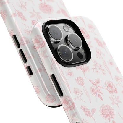 Pink Floral Phone Case - Elegant Protectors for iPhone, Girlfriend Gift, Mother's Day, Trendy Tech Accessories, Flower Pattern Cases