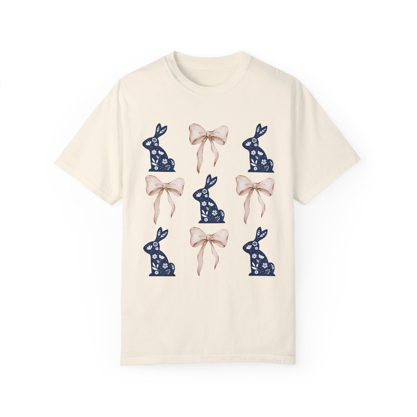 Bunny Bow Easter Comfort Colors T-shirt, Spring Rabbit Graphic Tee, Cute Bunny Shirt, Easter Bunny, Unisex Easter Apparel