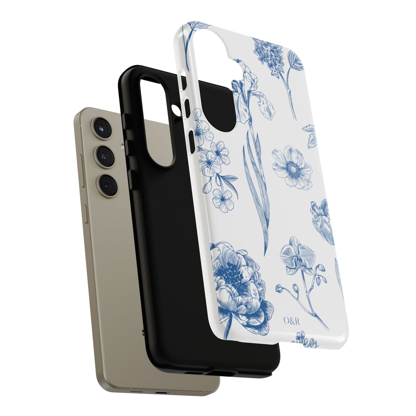 Botanical Blue Floral Phone Case - Elegant Flower Design Tough Cases for All Seasons, Birthday Gift, Stylish Phone Accessories, Nature Lover