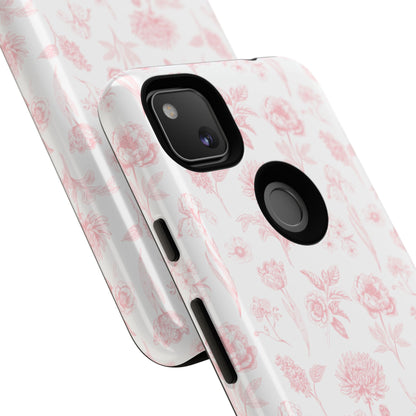 Pink Floral Phone Case - Elegant Protectors for iPhone, Girlfriend Gift, Mother's Day, Trendy Tech Accessories, Flower Pattern Cases