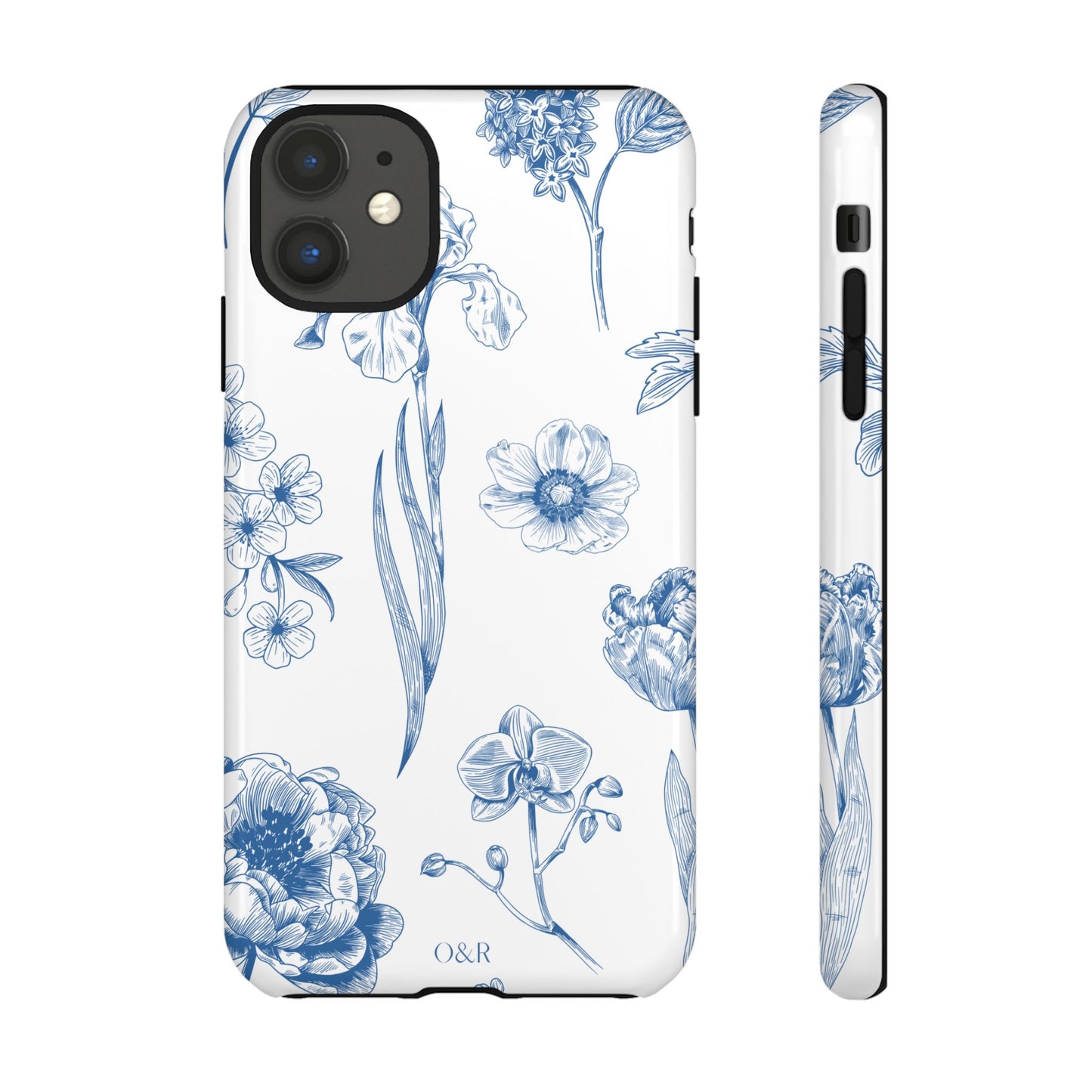 Botanical Blue Floral Phone Case - Elegant Flower Design Tough Cases for All Seasons, Birthday Gift, Stylish Phone Accessories, Nature Lover