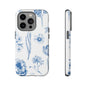 Botanical Blue Floral Phone Case - Elegant Flower Design Tough Cases for All Seasons, Birthday Gift, Stylish Phone Accessories, Nature Lover