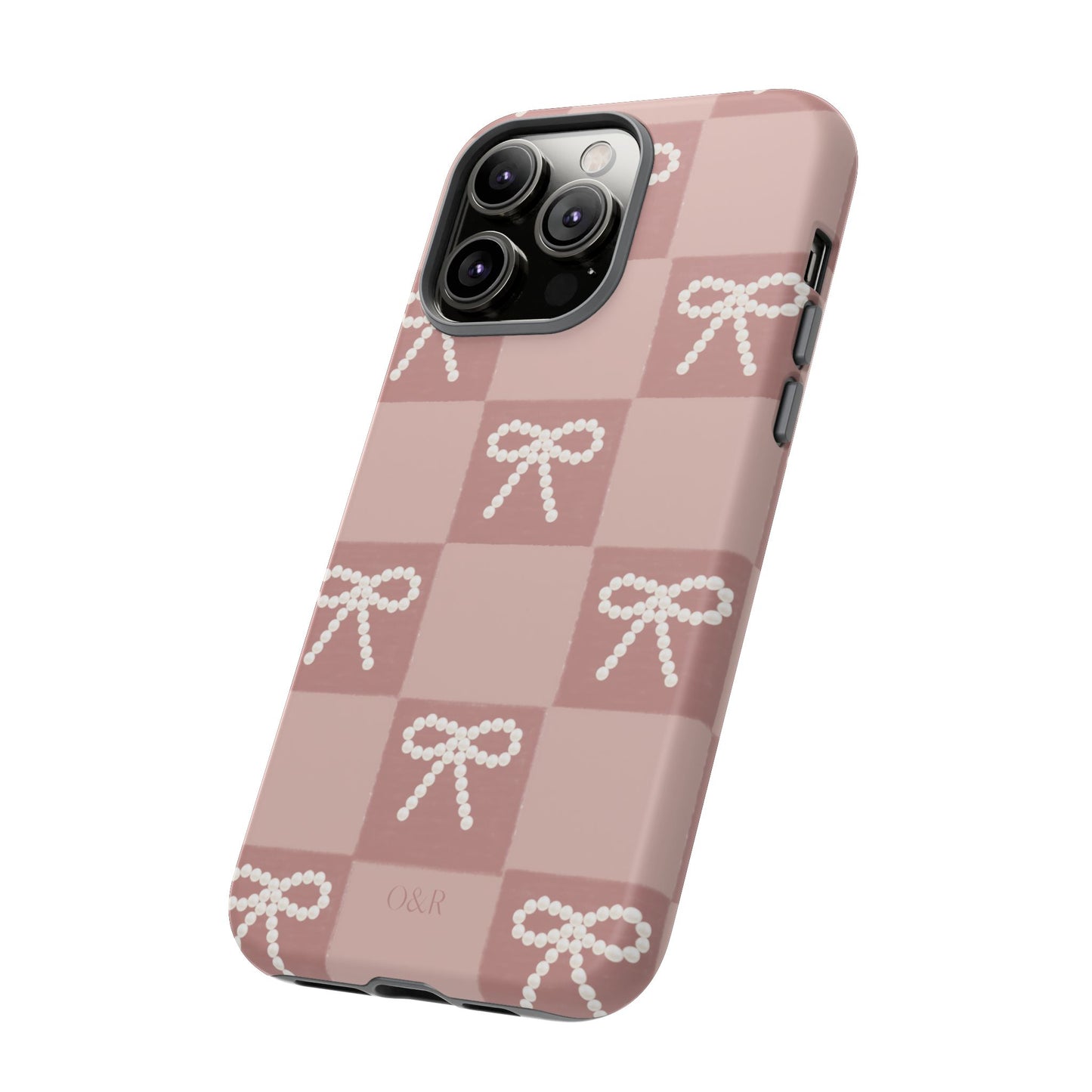 Pink Checkered Bow Tough Case, Phone Case,  Cellphone Cover, Protective Phone Shell, Cute Plaid Design