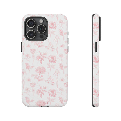 Pink Floral Phone Case - Elegant Protectors for iPhone, Girlfriend Gift, Mother's Day, Trendy Tech Accessories, Flower Pattern Cases