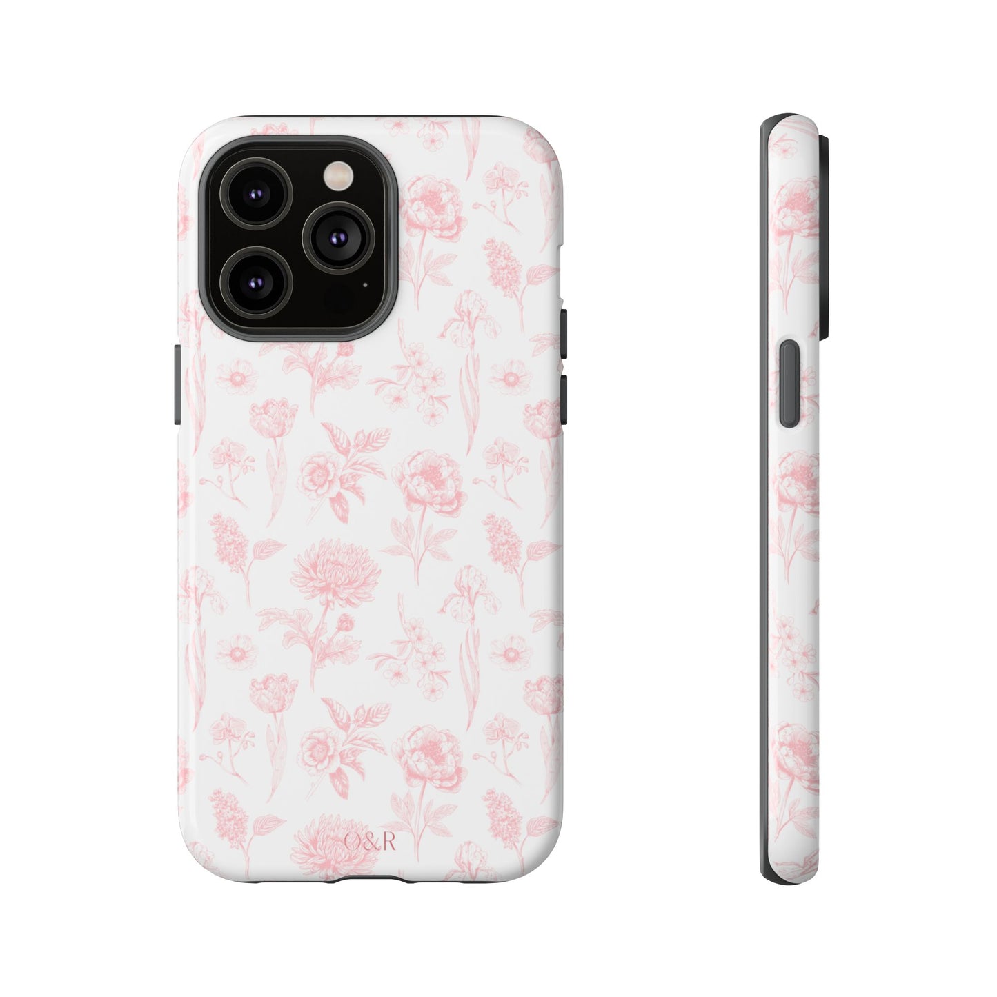 Pink Floral Phone Case - Elegant Protectors for iPhone, Girlfriend Gift, Mother's Day, Trendy Tech Accessories, Flower Pattern Cases