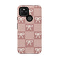 Pink Checkered Bow Tough Case, Phone Case,  Cellphone Cover, Protective Phone Shell, Cute Plaid Design