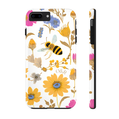 Wildflower Honey Bee Tough Phone Case - Floral Insect Protective Cover, Nature Lover Gift, iPhone Samsung Accessories, Hard