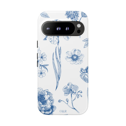 Botanical Blue Floral Phone Case - Elegant Flower Design Tough Cases for All Seasons, Birthday Gift, Stylish Phone Accessories, Nature Lover