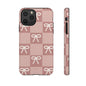 Pink Checkered Bow Tough Case, Phone Case,  Cellphone Cover, Protective Phone Shell, Cute Plaid Design