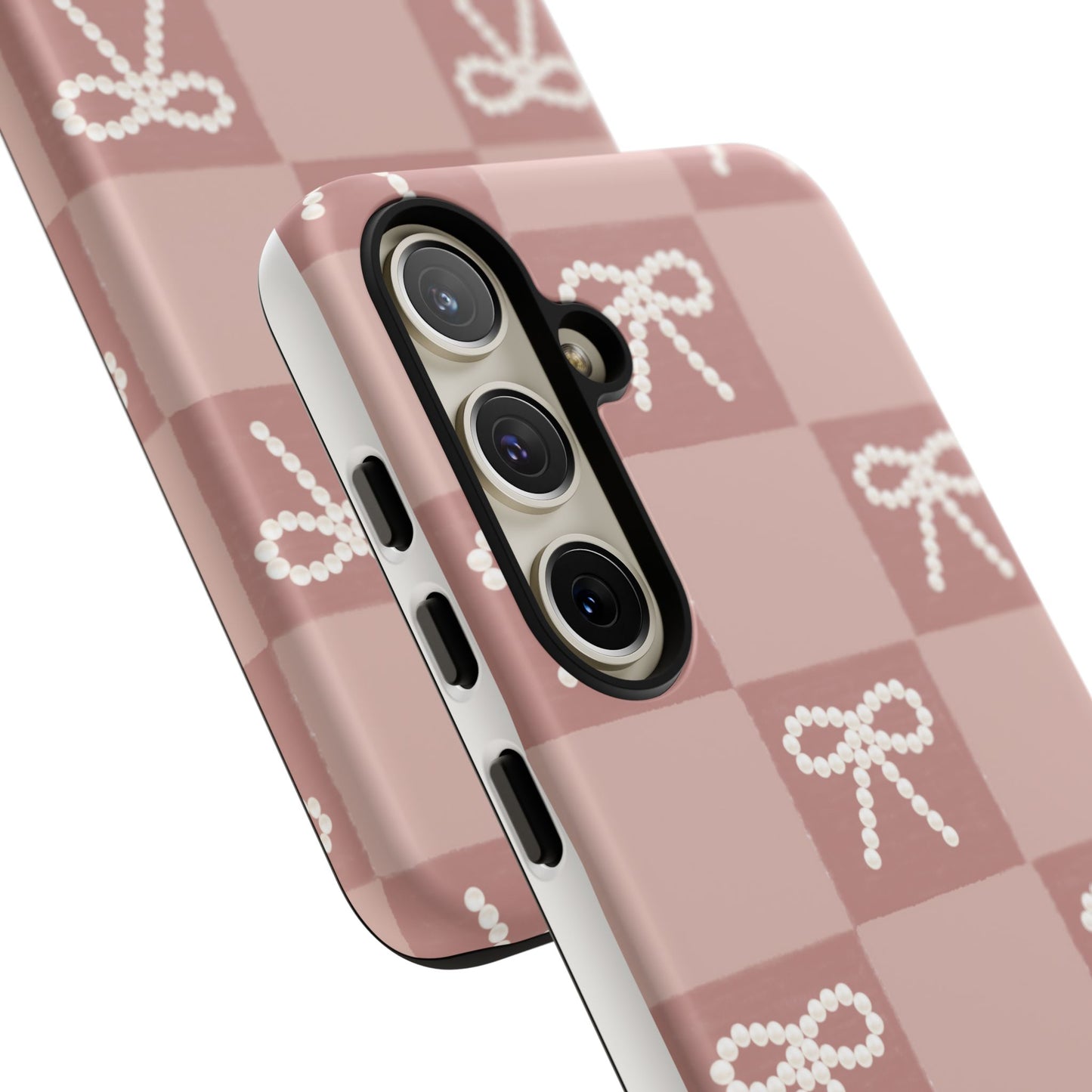 Pink Checkered Bow Tough Case, Phone Case,  Cellphone Cover, Protective Phone Shell, Cute Plaid Design