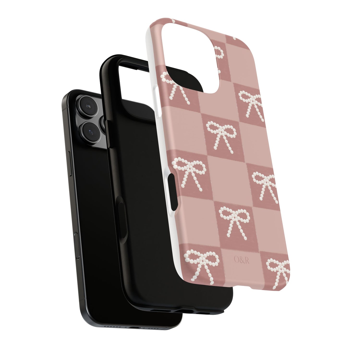 Pink Checkered Bow Tough Case, Phone Case,  Cellphone Cover, Protective Phone Shell, Cute Plaid Design