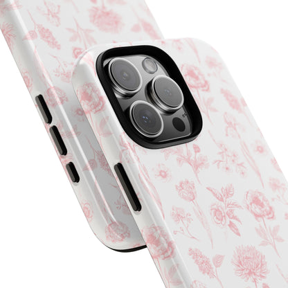 Pink Floral Phone Case - Elegant Protectors for iPhone, Girlfriend Gift, Mother's Day, Trendy Tech Accessories, Flower Pattern Cases