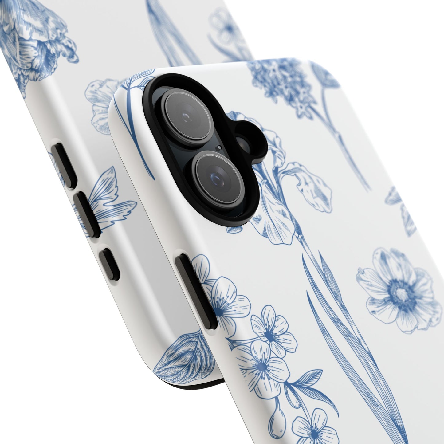 Botanical Blue Floral Phone Case - Elegant Flower Design Tough Cases for All Seasons, Birthday Gift, Stylish Phone Accessories, Nature Lover