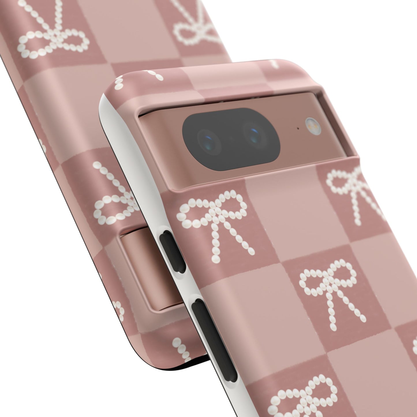 Pink Checkered Bow Tough Case, Phone Case,  Cellphone Cover, Protective Phone Shell, Cute Plaid Design