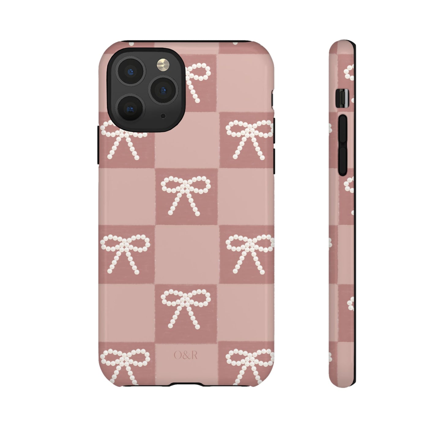 Pink Checkered Bow Tough Case, Phone Case,  Cellphone Cover, Protective Phone Shell, Cute Plaid Design