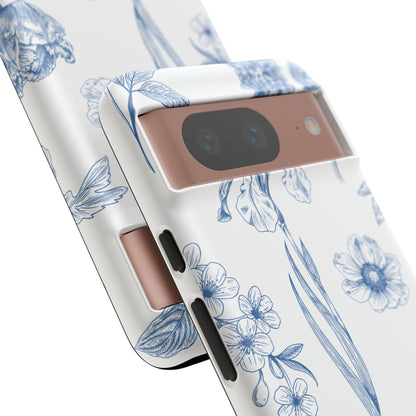 Botanical Blue Floral Phone Case - Elegant Flower Design Tough Cases for All Seasons, Birthday Gift, Stylish Phone Accessories, Nature Lover