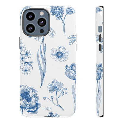 Botanical Blue Floral Phone Case - Elegant Flower Design Tough Cases for All Seasons, Birthday Gift, Stylish Phone Accessories, Nature Lover