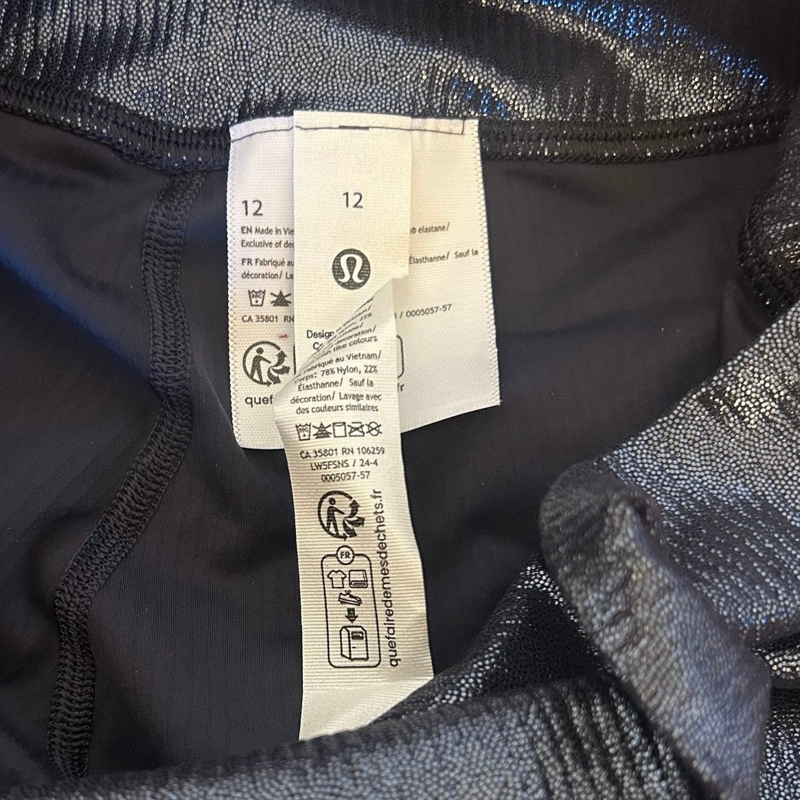 Lululemon Align™ High-Rise Ribbed Pant 25" Shine Black Foil Size 12