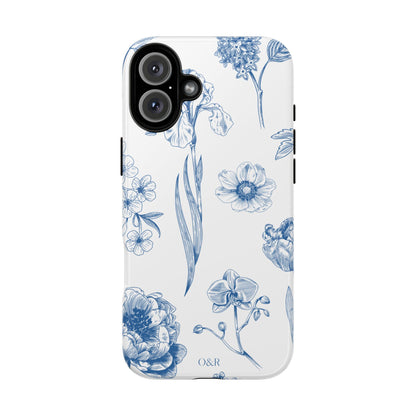 Botanical Blue Floral Phone Case - Elegant Flower Design Tough Cases for All Seasons, Birthday Gift, Stylish Phone Accessories, Nature Lover