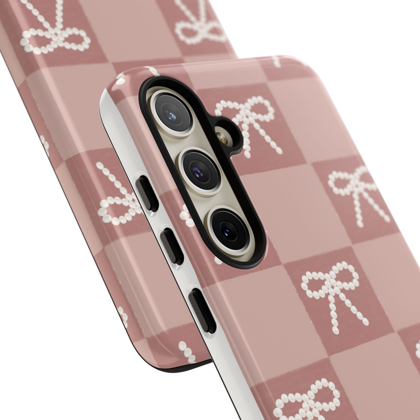 Pink Checkered Bow Tough Case, Phone Case,  Cellphone Cover, Protective Phone Shell, Cute Plaid Design