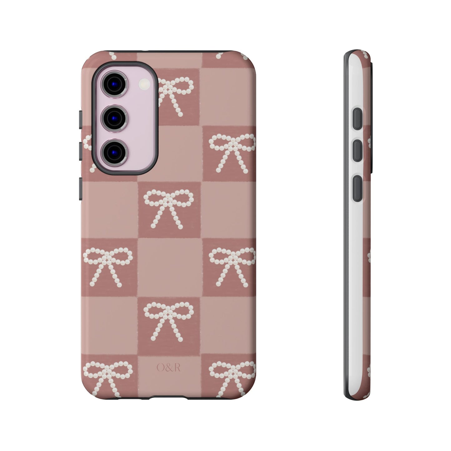 Pink Checkered Bow Tough Case, Phone Case,  Cellphone Cover, Protective Phone Shell, Cute Plaid Design