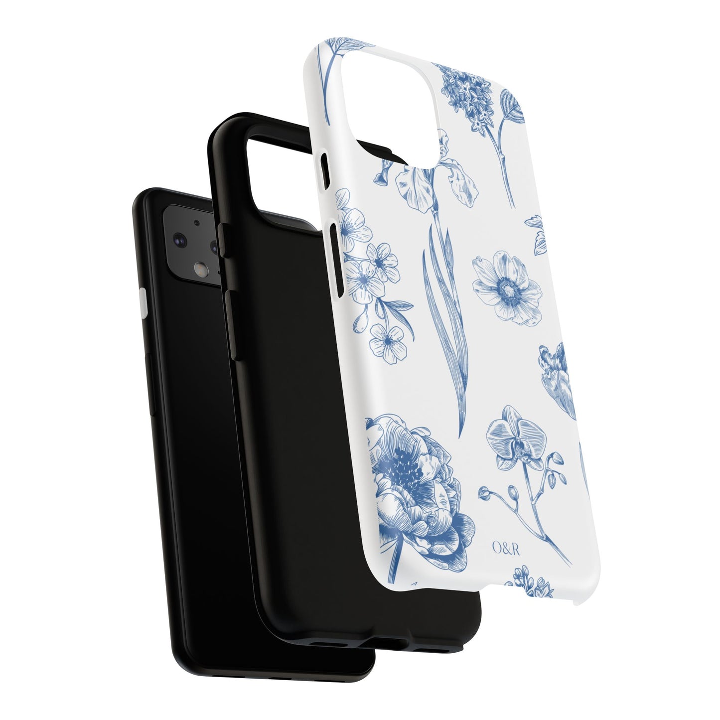 Botanical Blue Floral Phone Case - Elegant Flower Design Tough Cases for All Seasons, Birthday Gift, Stylish Phone Accessories, Nature Lover