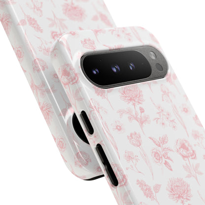 Pink Floral Phone Case - Elegant Protectors for iPhone, Girlfriend Gift, Mother's Day, Trendy Tech Accessories, Flower Pattern Cases