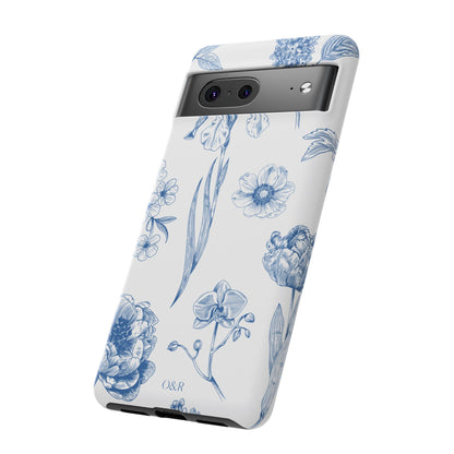 Botanical Blue Floral Phone Case - Elegant Flower Design Tough Cases for All Seasons, Birthday Gift, Stylish Phone Accessories, Nature Lover