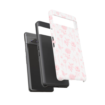 Pink Floral Phone Case - Elegant Protectors for iPhone, Girlfriend Gift, Mother's Day, Trendy Tech Accessories, Flower Pattern Cases