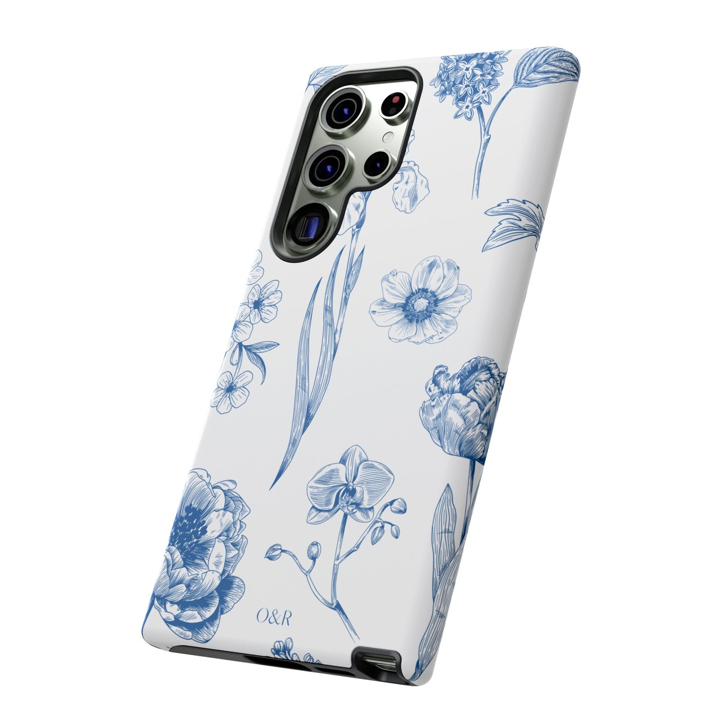 Botanical Blue Floral Phone Case - Elegant Flower Design Tough Cases for All Seasons, Birthday Gift, Stylish Phone Accessories, Nature Lover