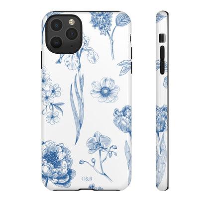 Botanical Blue Floral Phone Case - Elegant Flower Design Tough Cases for All Seasons, Birthday Gift, Stylish Phone Accessories, Nature Lover