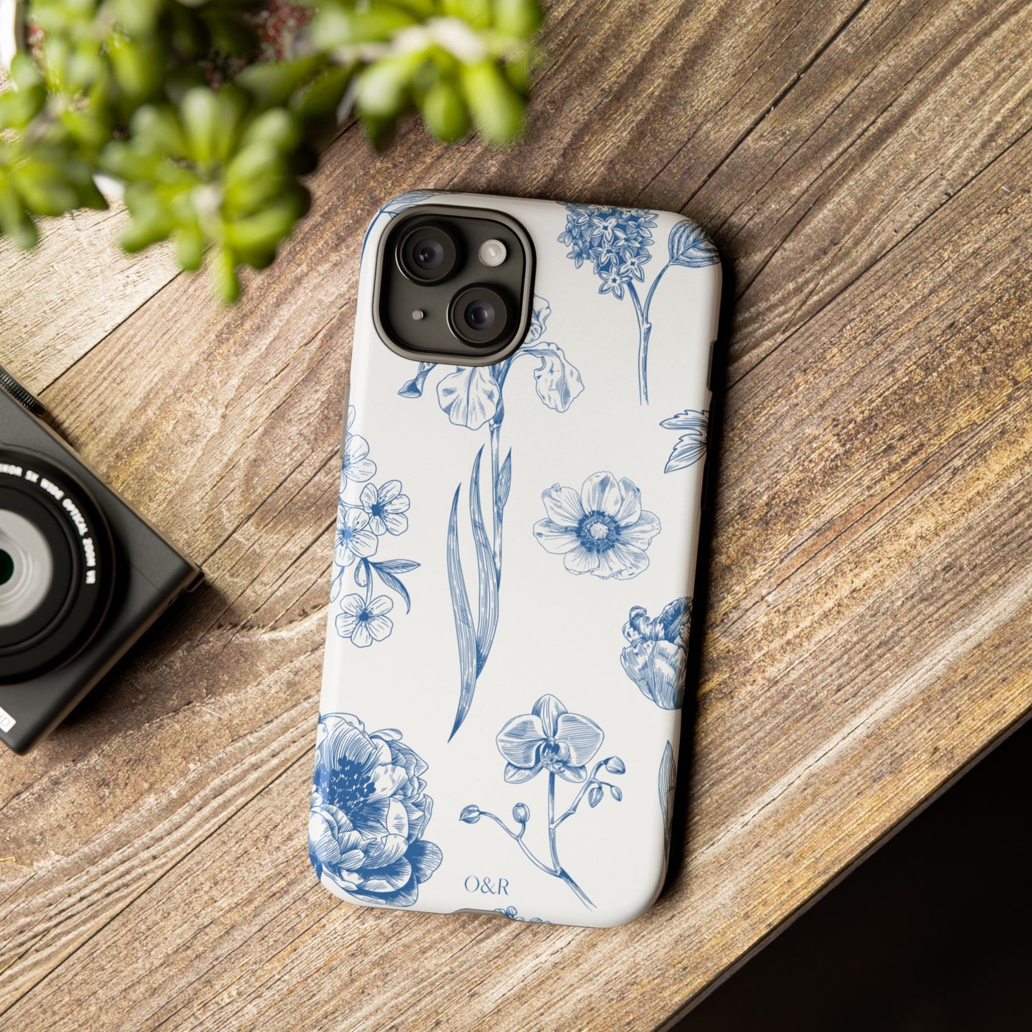 Botanical Blue Floral Phone Case - Elegant Flower Design Tough Cases for All Seasons, Birthday Gift, Stylish Phone Accessories, Nature Lover