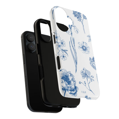 Botanical Blue Floral Phone Case - Elegant Flower Design Tough Cases for All Seasons, Birthday Gift, Stylish Phone Accessories, Nature Lover