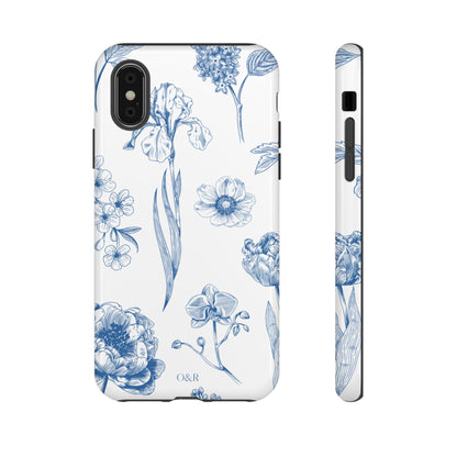 Botanical Blue Floral Phone Case - Elegant Flower Design Tough Cases for All Seasons, Birthday Gift, Stylish Phone Accessories, Nature Lover