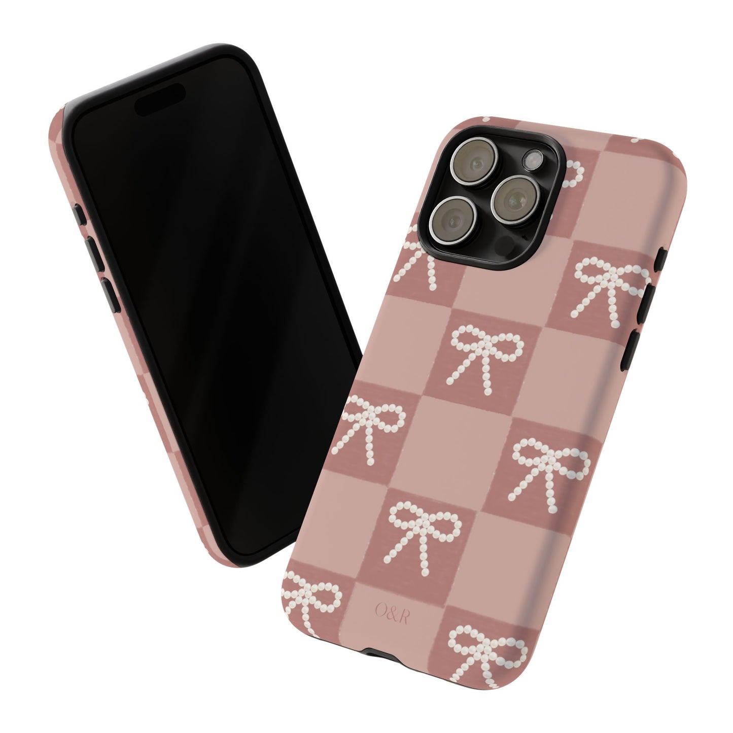 Pink Checkered Bow Tough Case, Phone Case,  Cellphone Cover, Protective Phone Shell, Cute Plaid Design