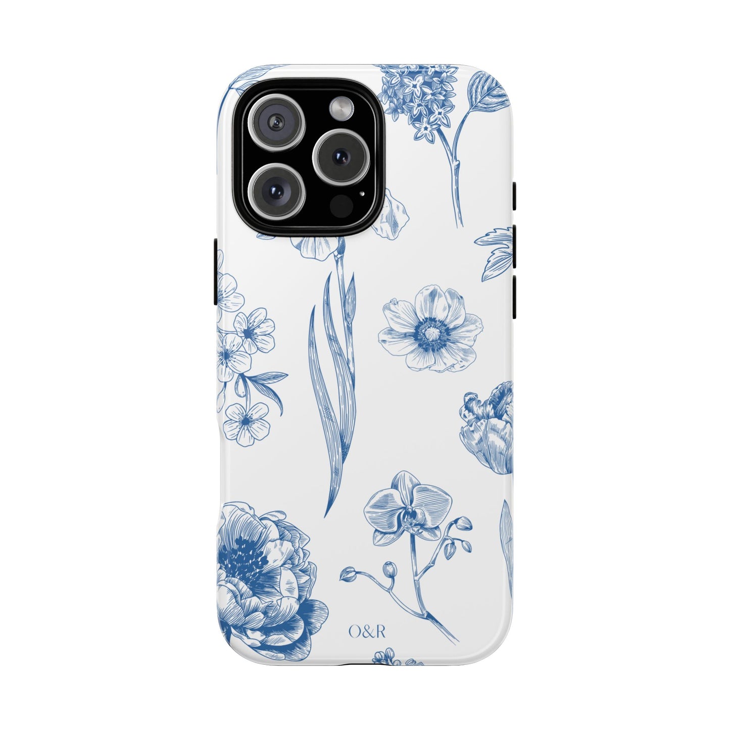 Botanical Blue Floral Phone Case - Elegant Flower Design Tough Cases for All Seasons, Birthday Gift, Stylish Phone Accessories, Nature Lover