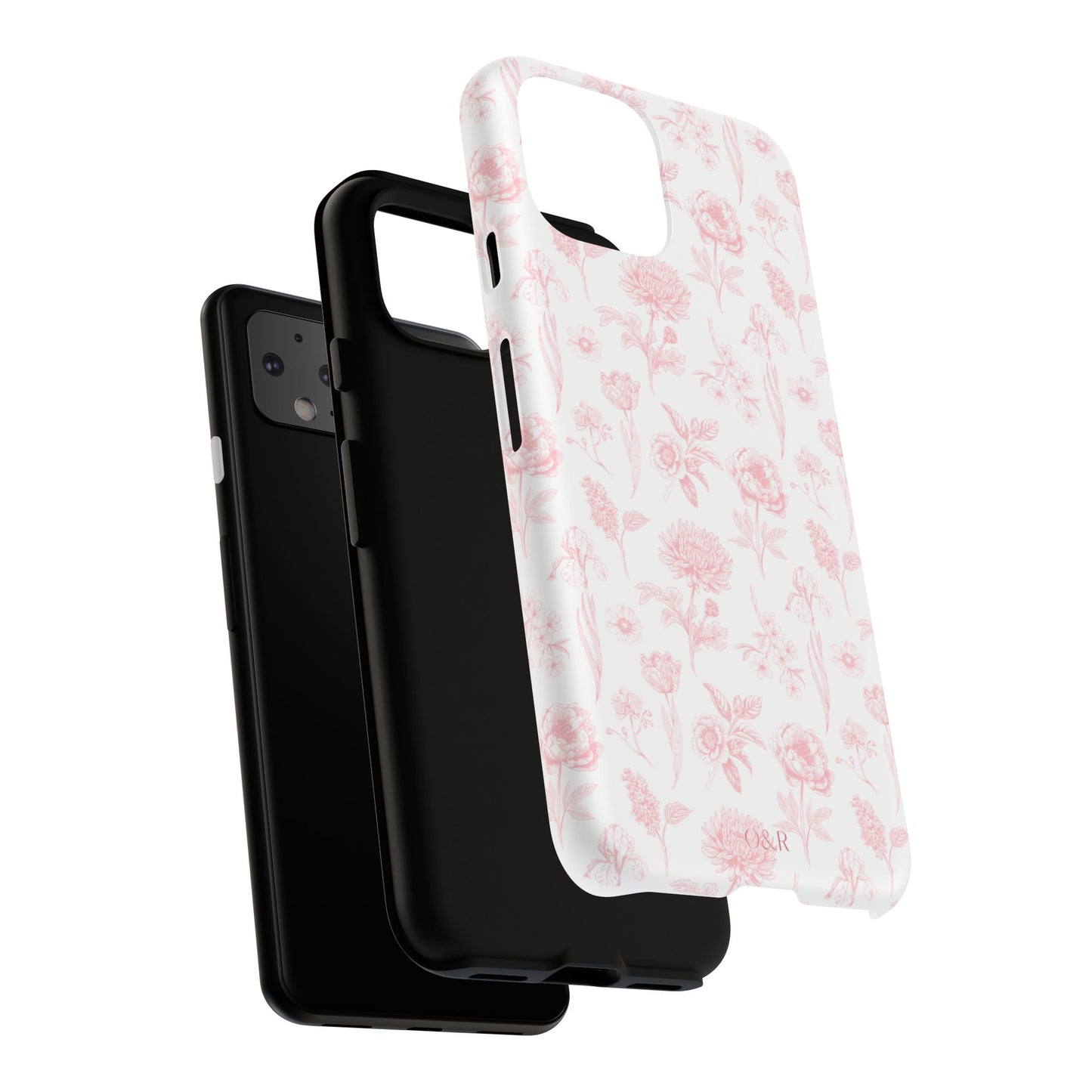 Pink Floral Phone Case - Elegant Protectors for iPhone, Girlfriend Gift, Mother's Day, Trendy Tech Accessories, Flower Pattern Cases