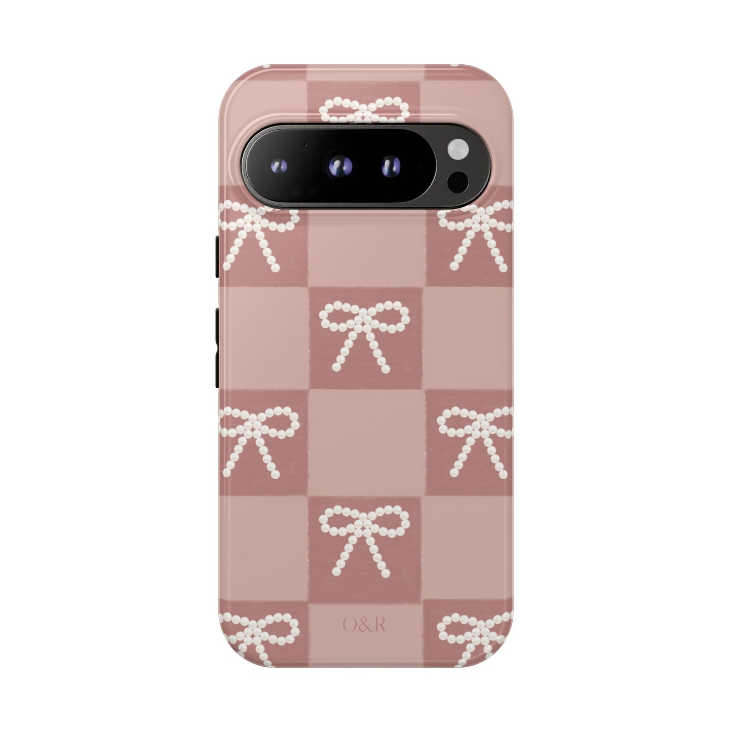 Pink Checkered Bow Tough Case, Phone Case,  Cellphone Cover, Protective Phone Shell, Cute Plaid Design