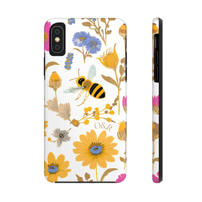 Wildflower Honey Bee Tough Phone Case - Floral Insect Protective Cover, Nature Lover Gift, iPhone Samsung Accessories, Hard