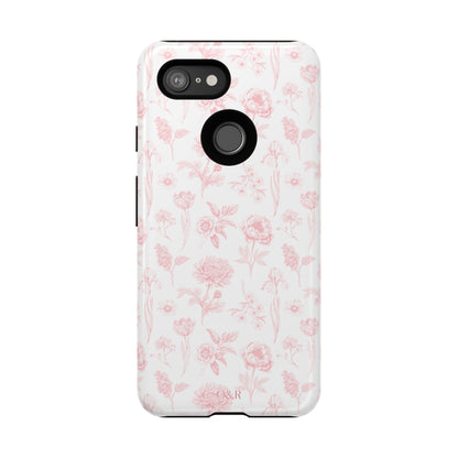 Pink Floral Phone Case - Elegant Protectors for iPhone, Girlfriend Gift, Mother's Day, Trendy Tech Accessories, Flower Pattern Cases