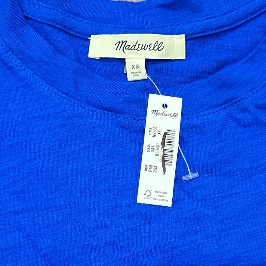 Madewell Slub Boxy-Crop Tee in Brilliant Sapphire Blue Size XS